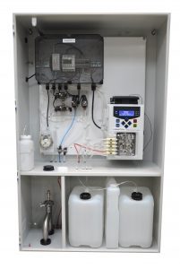 Online real time chemical oxygen demand analyzer in a cabinet.