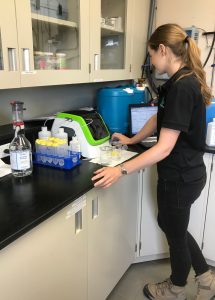 Baseline NOM levels of local source water being measured on the PeCOD® COD Analyzer at a water treatment facility. The peCOD technology is being explored as a tool to detect taste and odour-causing compounds.